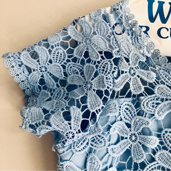 Rare Editions Lace and Illusions Blue Big Girl’s Dress Size 10 - Picture 6 of 12